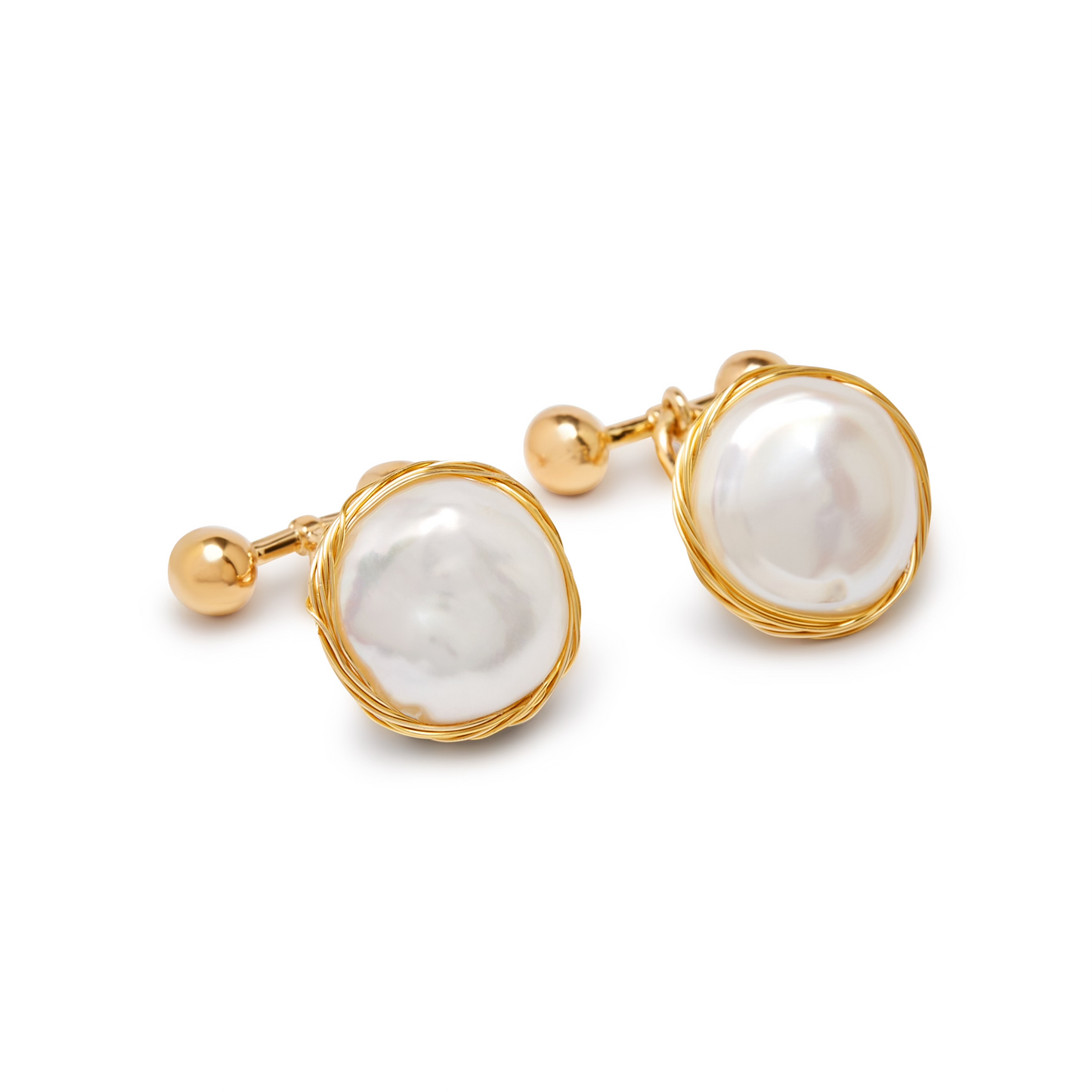 flat pearl cufflink